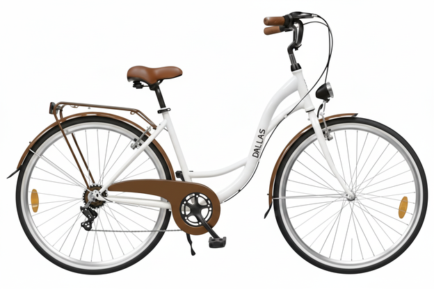 Rower Miejski Dallas City 28" 7spd biało-brązowy - DALLAS BIKE zdjęcie 1