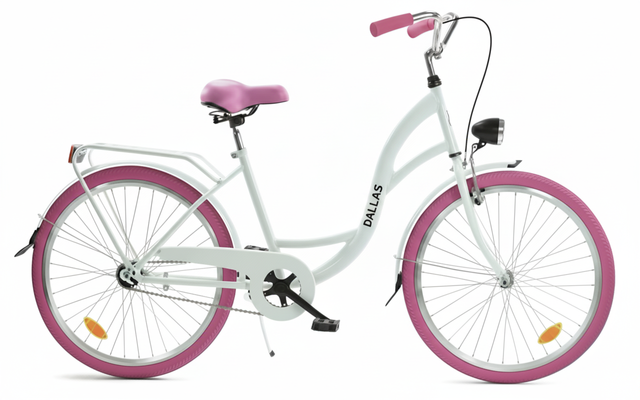 Rower Dallas City Junior 24" 1spd biało-różowy - DALLAS BIKE zdjęcie 1