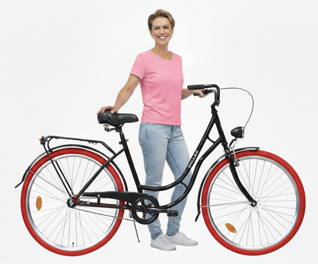 Rower Miejski Dallas Retro 26" 1spd czarny z czerwonym - DALLAS BIKE zdjęcie 1