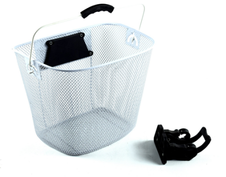 Koszyk rowerowy na klip - metalowy - biały