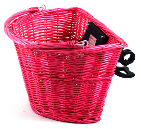 Koszyk rowerowy na klip - wiklinowy - różowy zdjęcie 1