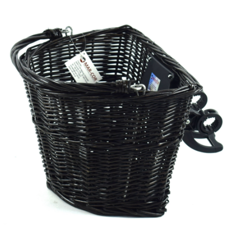 Koszyk rowerowy na klip - wiklinowy - czarny